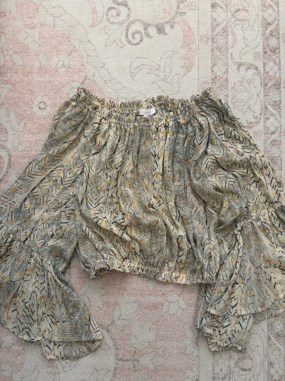 Olivaceous Beige off the shoulder blouse